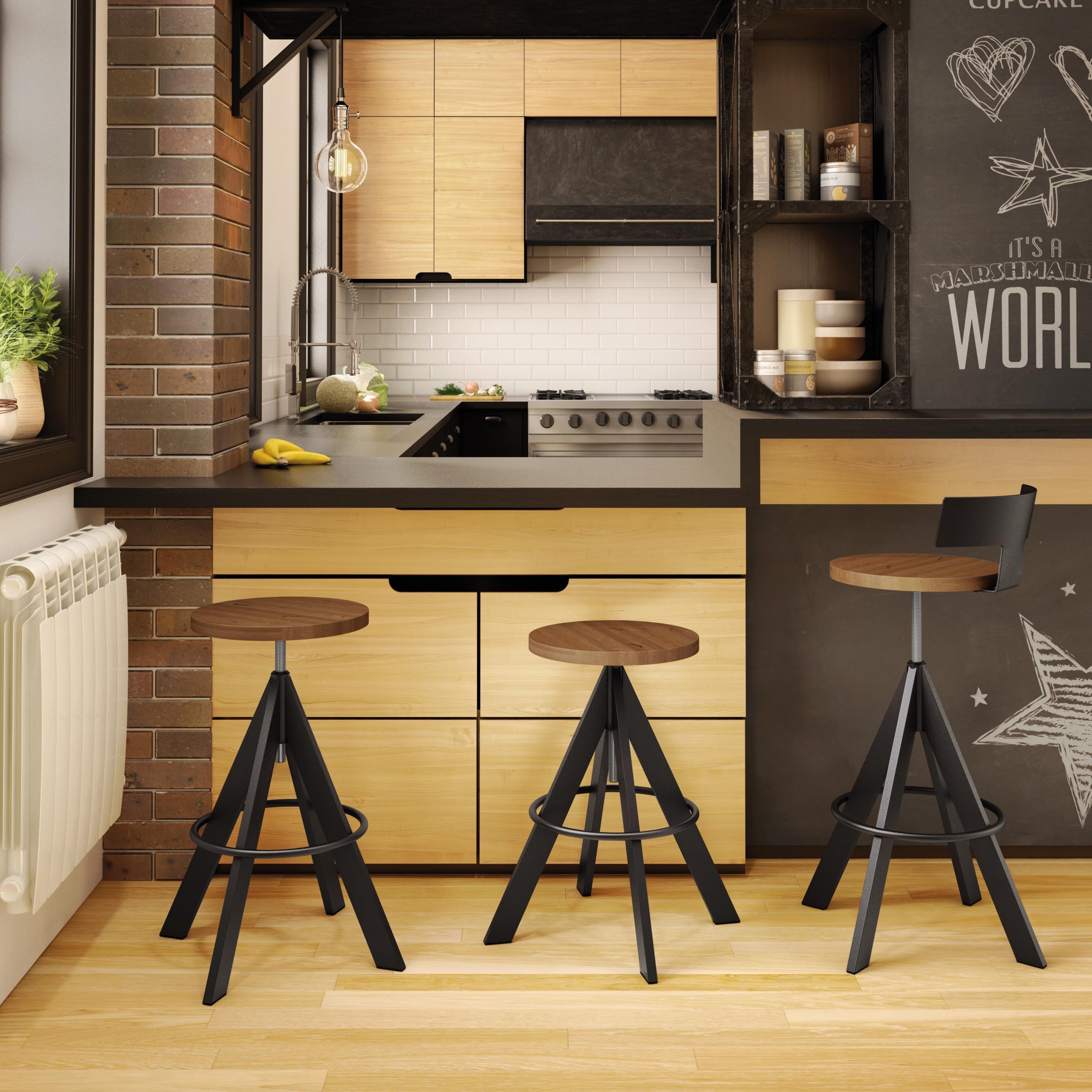Amisco Industrial 40614 Uplift Adjustable Height Stool with Wood